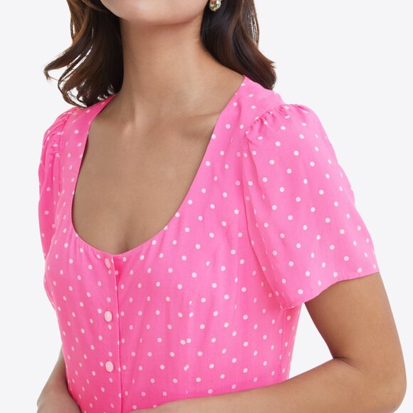 Women's Draper James Bonnie Midi Dress in Polka Dots Pink Size Women's 14 - Picture 4 of 4